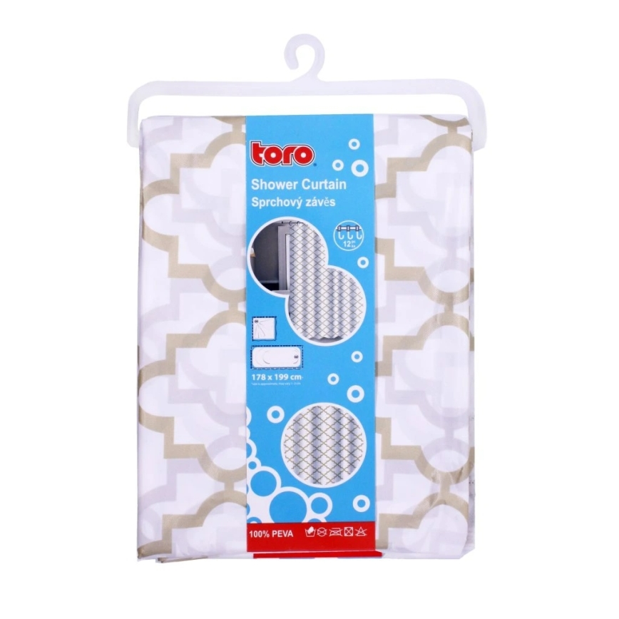 Tuš zavesa TORO EASY 178x199 cm, bela/žuta