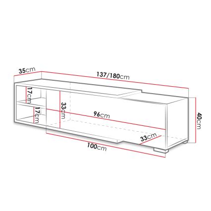 TV komoda CLIF 40x180 cm bela