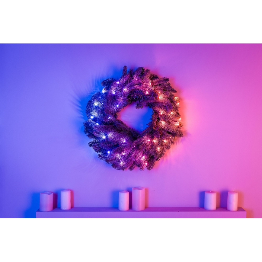 Twinkly - LED RGB prigušiva božićni venac 50xLED prečnik 60 cm Wi-Fi