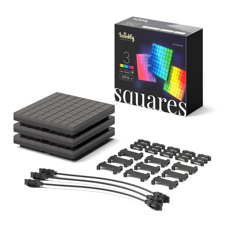 Twinkly - Komplet 3x LED RGB prigušiva panel SQUARES 64x LED 16x16 cm Wi-Fi