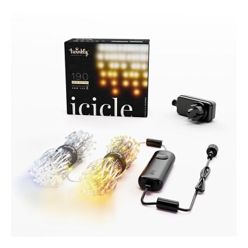 Twinkly - LED prigušiva spoljašnja božićna zavesa ICICLE 190xLED 11,5m IP44 Wi-Fi