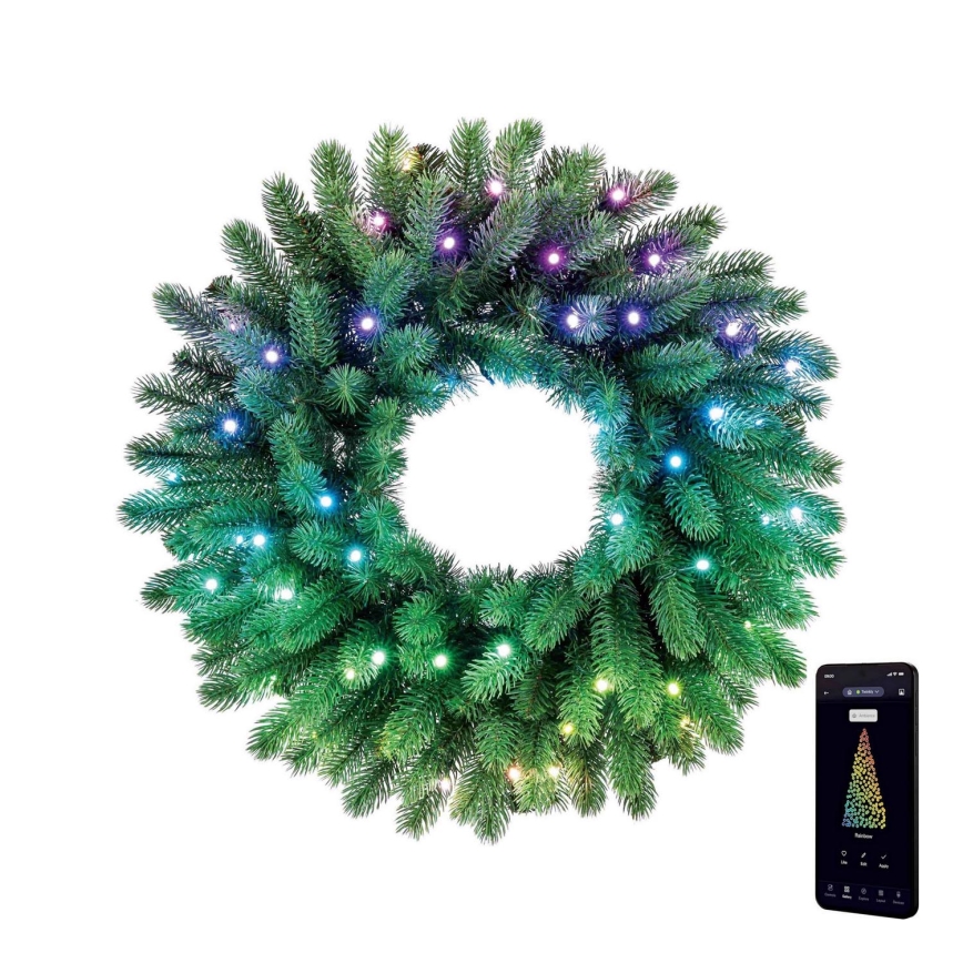 Twinkly - LED RGB prigušiva božićni venac 50xLED prečnik 60 cm Wi-Fi