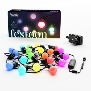 Twinkly - LED RGB prigušiva spoljašnja dekorativna girlanda FESTOON 20xLED 14m IP44 Wi-Fi