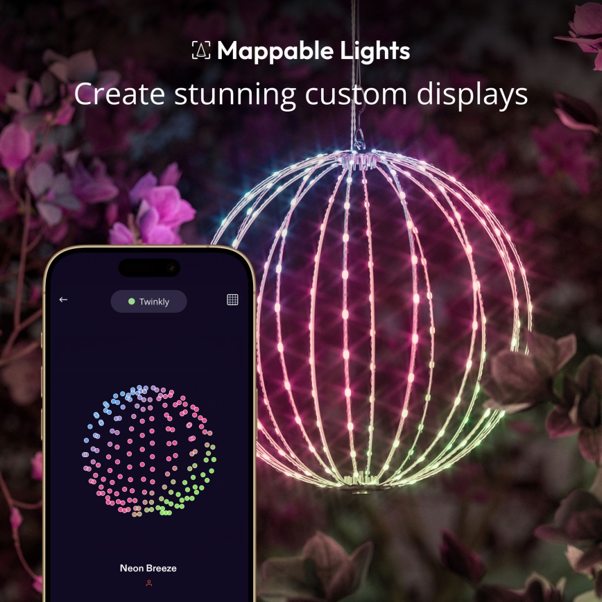 Twinkly - LED RGBW prigušiva spoljna dekoracija SPHERE 210xLED IP44 Wi-Fi