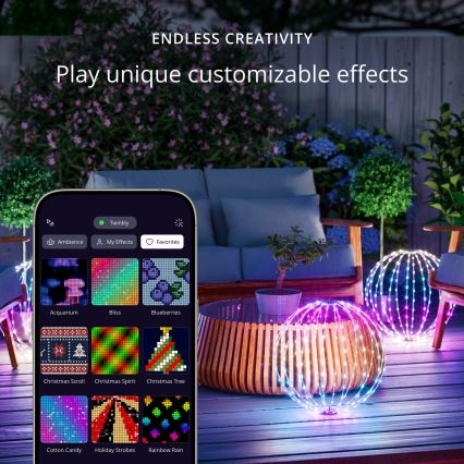 Twinkly - LED RGBW prigušiva spoljna dekoracija SPHERE 210xLED IP44 Wi-Fi