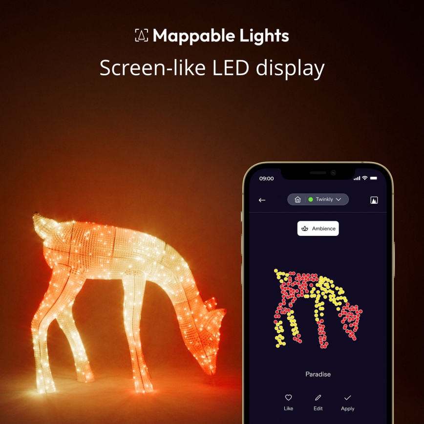 Twinkly - LED RGBW prigušiva spoljašnji božićni irvas REINGEERS 160xLED IP44 Wi-Fi