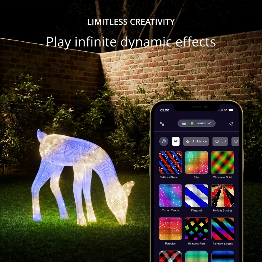 Twinkly - LED RGBW prigušiva spoljašnji božićni irvas REINGEERS 160xLED IP44 Wi-Fi