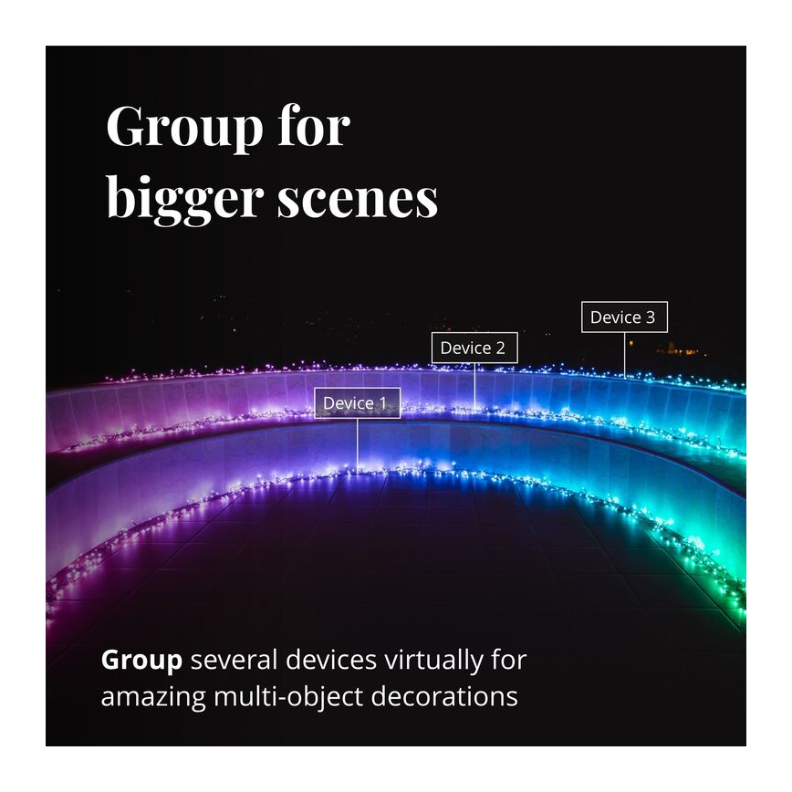 Twinkly - LED RGBW prigušiva spoljna božićna girlanda CLUSTER 400xLED 9,5m IP44 Wi-Fi