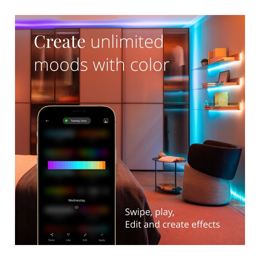 Twinkly - LED RGB spoljašnja prigušiva traka DOTS 200xLED 10 m IP44 WiFi