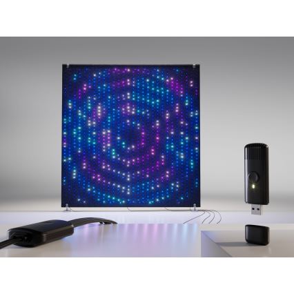 Twinkly - LED RGBW prigušiva spoljašnja božićna zavesa LIGHTWALL 1120xLED 2,6x2,7 m IP44 Wi-Fi + Music Dongle