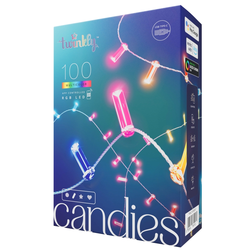 Twinkly - LED RGB prigušiva božićna girlanda CANDIES 100xLED 8 m USB Wi-Fi