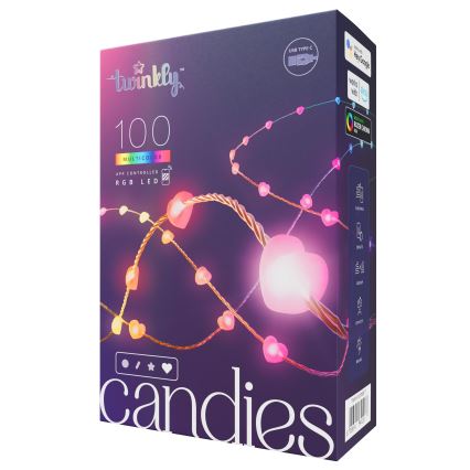 Twinkly - LED RGB prigušiva božićni svetlosni lanac CANDIES 100xLED 8 m USB Wi-Fi