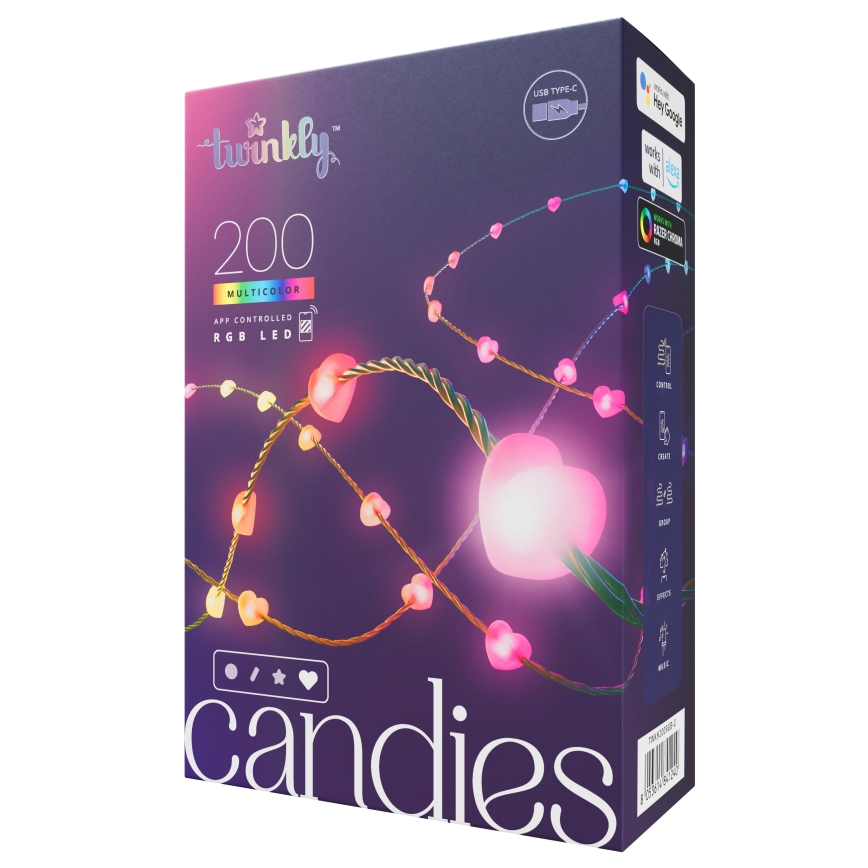 Twinkly - LED RGB prigušiva božićna girlanda CANDIES 200xLED 14 m USB Wi-Fi