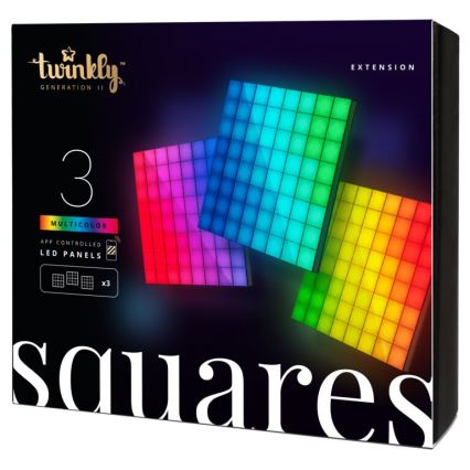 Twinkly - Komplet 3x LED RGB prigušiva panel SQUARES 64x LED 16x16 cm Wi-Fi