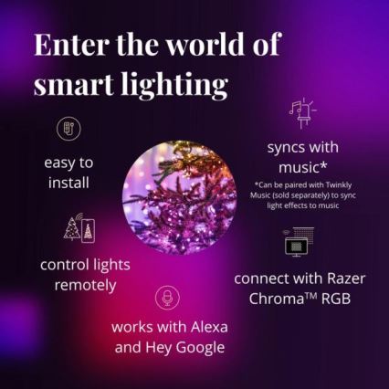 Twinkly - LED RGBW prigušiva spoljna božićna girlanda STRINGS 250xLED 23,5m IP44 Wi-Fi