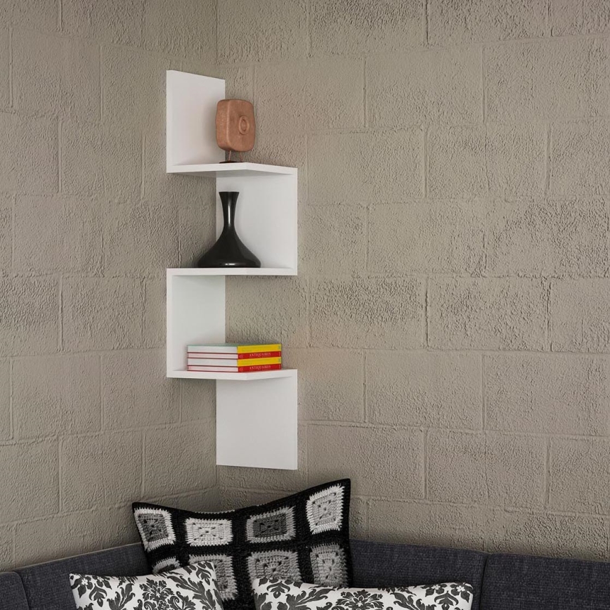 Ugaona zidna polica CORNER 105,4x25 cm bela
