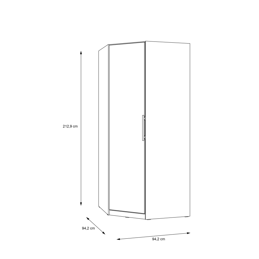 Ugaoni ormar MARO 94x213 cm hrast artisan