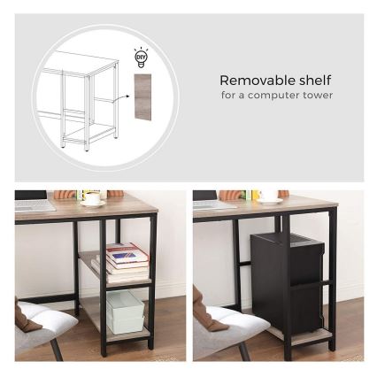 Ugaoni pisaći sto SOLEA, braon/crna