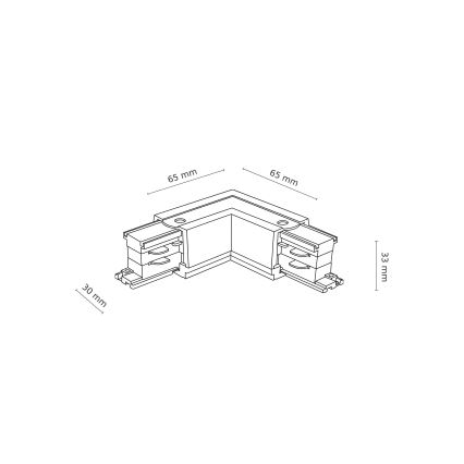 Ugaoni završetak za 3-fazni TRACER šinski sistem, beli
