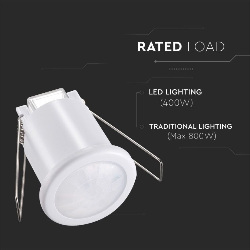 Ugradni PIR senzor pokreta 360° 400W/230V, beo