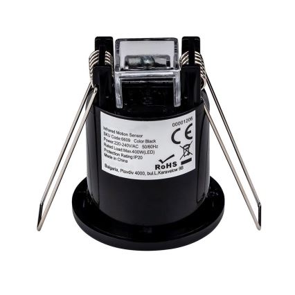 Ugradni PIR senzor pokreta za spušteni plafon 360°, 400W/230V, crne boje