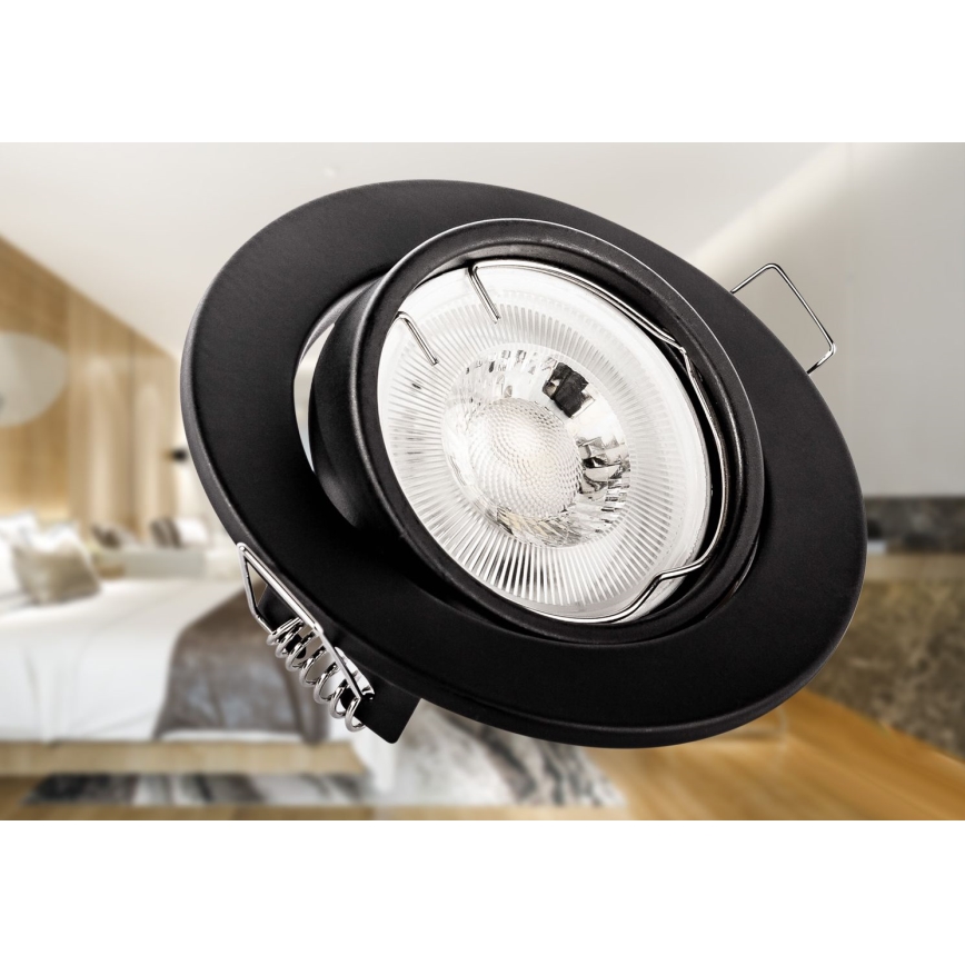 Ugradno svetlo 1xGU10/MR16/10W/230V, prečnik 9 cm, crno