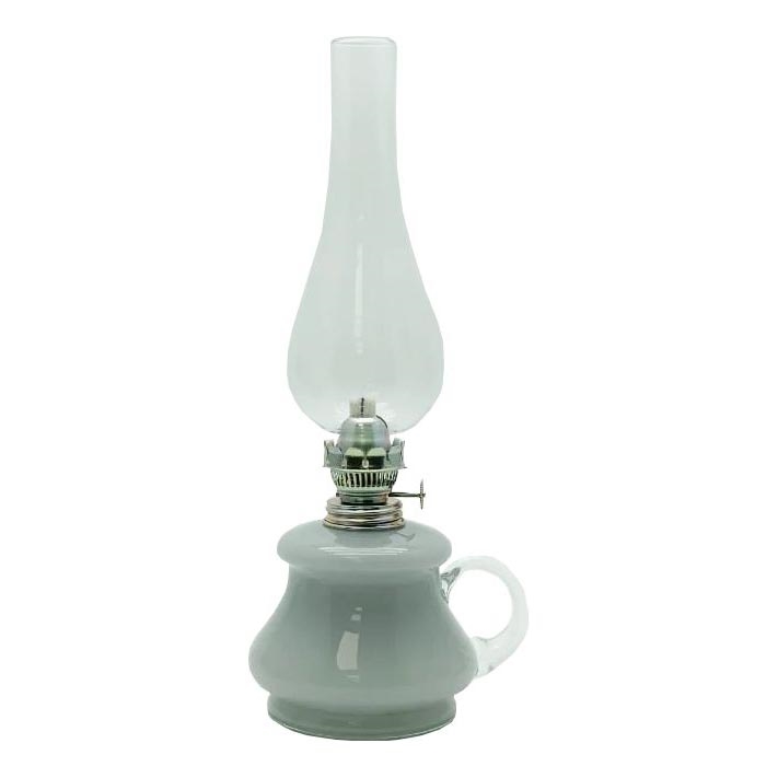 Uljana lampa TEREZA 34 cm sivo opalna
