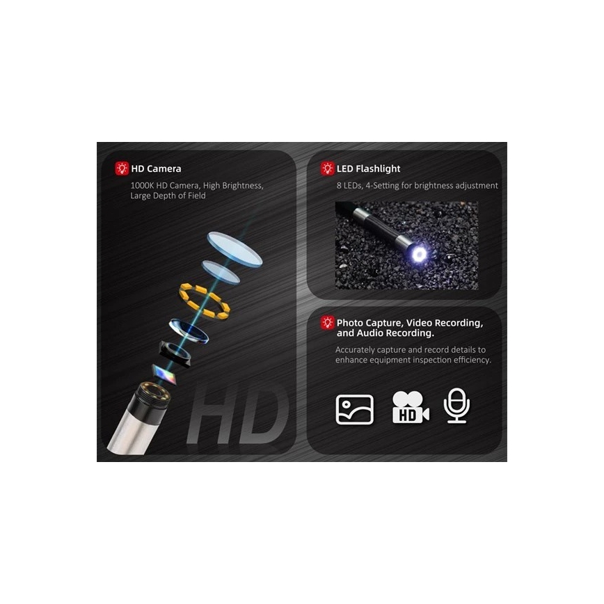 Uni-T - Boroskop 3,7 V 3000 mAh IP67 3 m