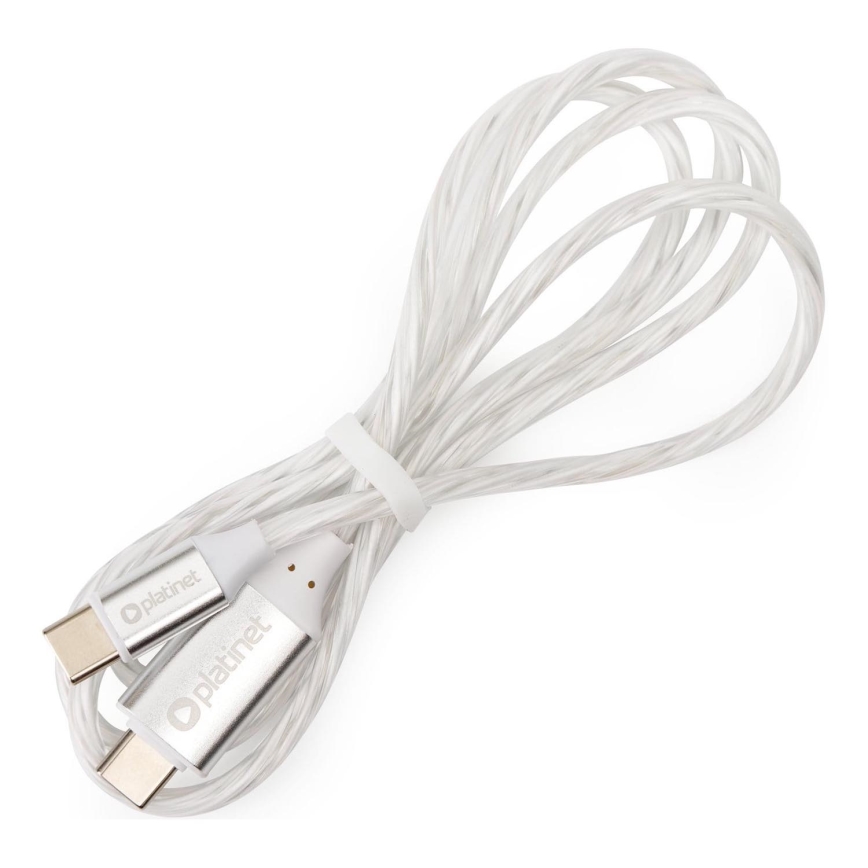 USB kabl USB-C / USB-C sa LED pozadinskim osvetljenjem 60W 1 m beli