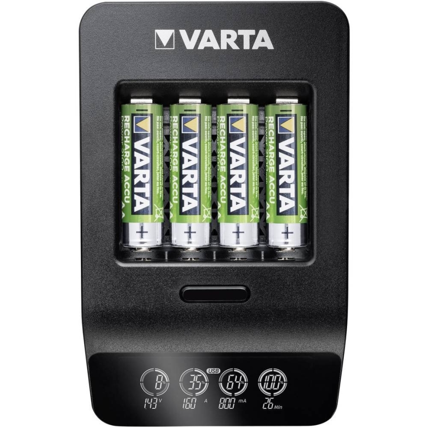 VARTA 57684 - LCD Smart punjač za 4x AA/AAA, punjenje 1,5 h