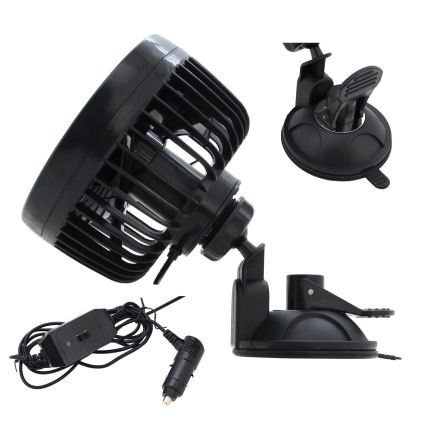 Ventilator za auto sa usisnom čašicom 4W/12V, crni