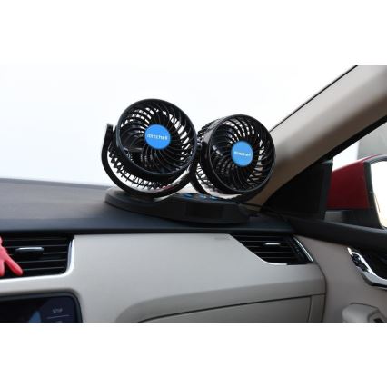 Ventilator za instrumentnu tablu automobila sa termometrom 9W/12V, crni