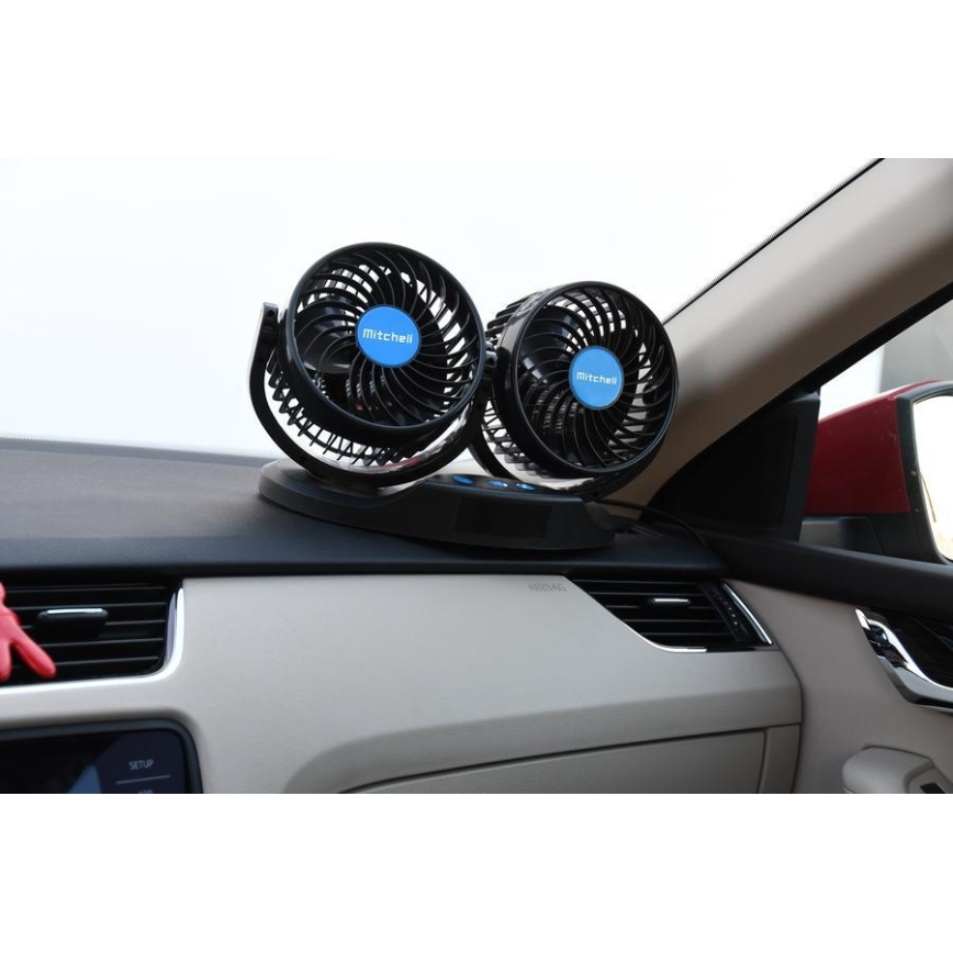 Ventilator za instrumentnu tablu automobila sa termometrom 9W/12V, crni