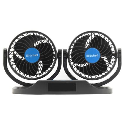 Ventilator za instrumentnu tablu automobila sa termometrom 9W/12V, crni