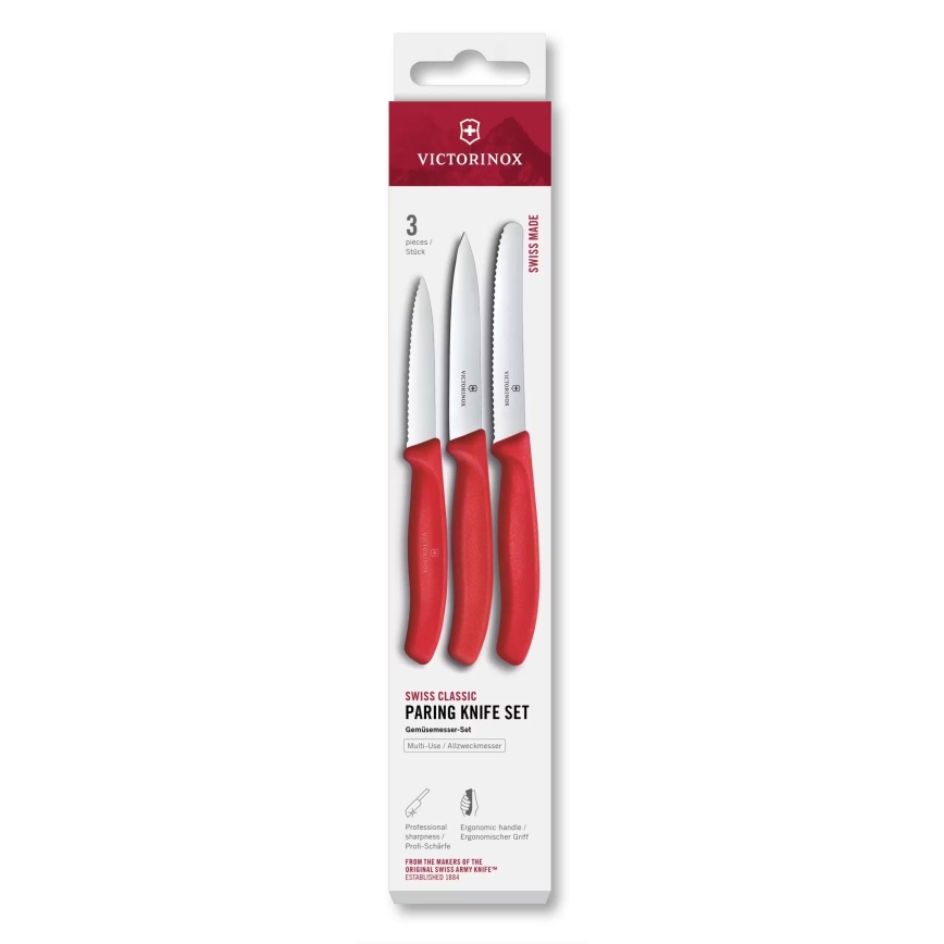 Victorinox - Sada kuhinjskih noževa za povrće SWISS CLASSIC 3 kom crvena
