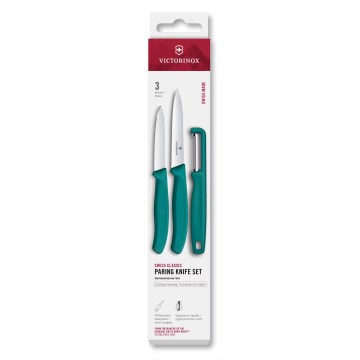 Victorinox - set kuhinjskih noževa sa ljuštilicom SWISS CLASSIC, 3 kom, tirkizna