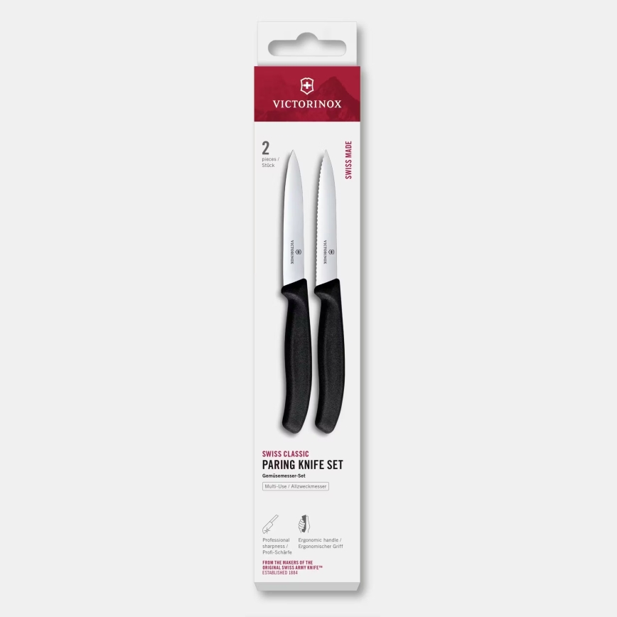 Victorinox - Set kuhinjskih noževa za povrće SWISS CLASSIC, 10 cm, 2 kom, crna