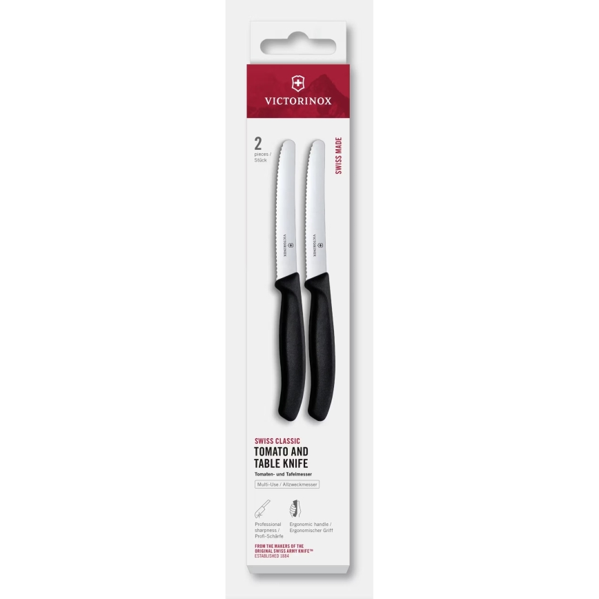 Victorinox - Set kuhinjskih noževa za povrće SWISS CLASSIC, 11 cm, 2 kom, crna