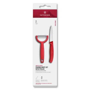 Victorinox - Set kuhinjskog noža sa guljačem SWISS CLASSIC, crvene boje