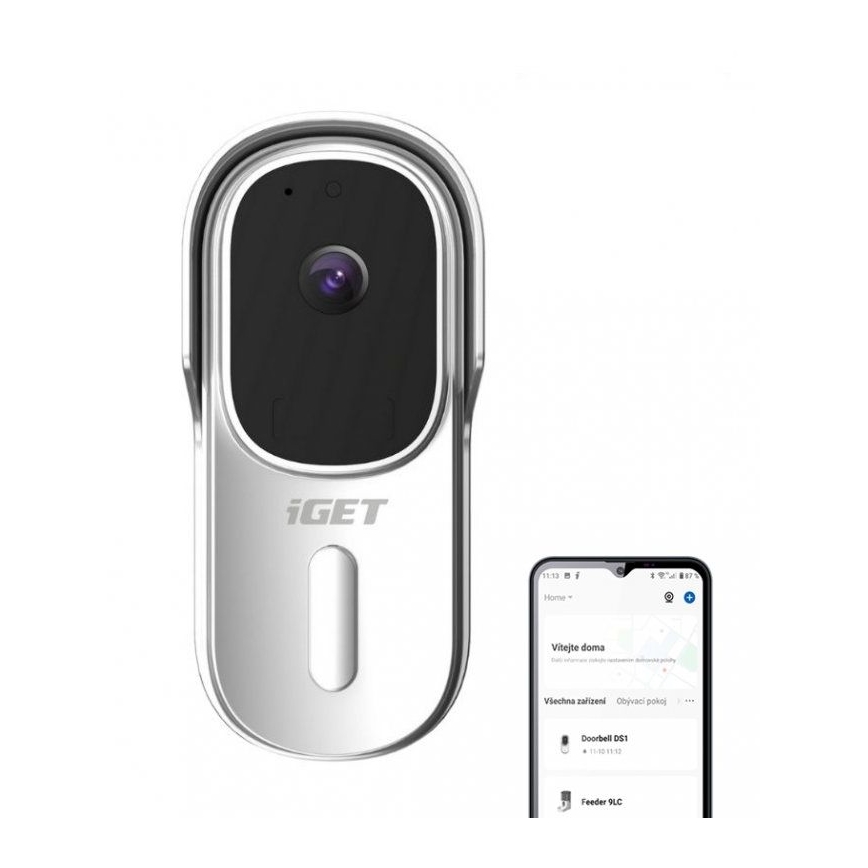 Video zvono sa senzorom pokreta, Full HD 1080p, baterija 5200 mAh, IP65, Wi‑Fi, belo