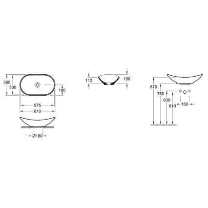 Villeroy & Boch 411060R1 - Umivaonik za postavljanje na ploču MY NATURE 61x36 cm keramika/bela