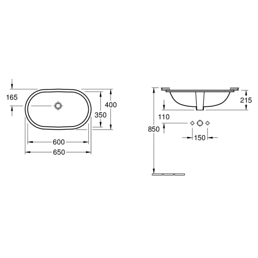 Villeroy & Boch 41626001 - Ugradni umivaonik O.NOVO 60x35 cm keramika/bela