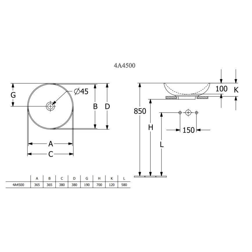Villeroy & Boch 4A450001 - Umivaonik na radnu ploču LOOP&FRIENDS prečnika 38 cm keramika/bela