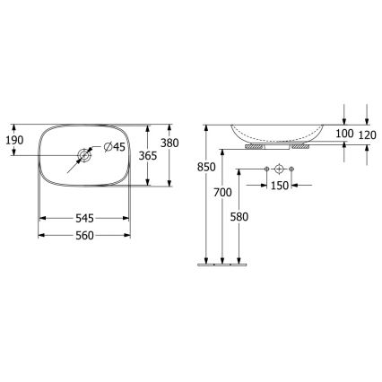 Villeroy & Boch 4A490001 - Umivaonik na ploču LOOP&FRIENDS 56x38 cm keramika/bela