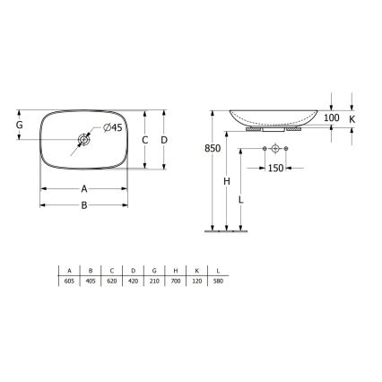 Villeroy & Boch 4A500001 - Umivaonik na ploču LOOP&FRIENDS 62x42 cm keramika/bela