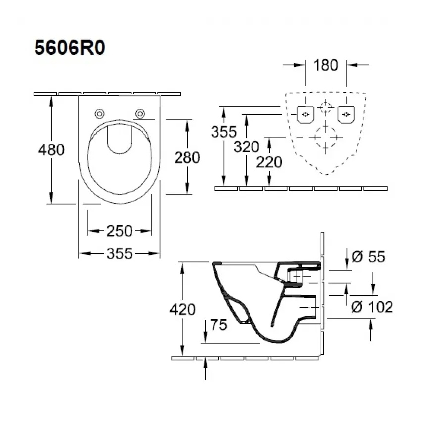 Villeroy & Boch 5606R0R1 - Zidna WC školjka SUBWAY 2.0 keramička/bela