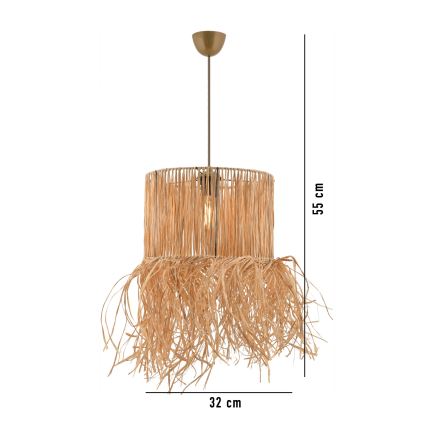 Viseća lampa na kablu NESS 1xE27/40W/230V – abažur od rafije