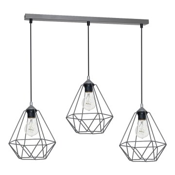 Viseće svetlo BASKET 3xE27/60W/230V sivo