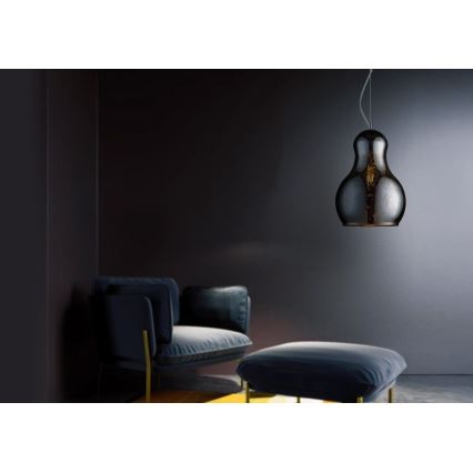 Luster na sajli BELLO 1xE27/60W/230V, prečnik 30 cm, matni hrom