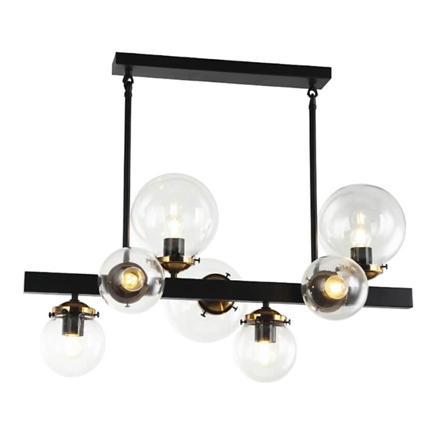 Viseći luster HYPERION 7xE27/7W/230V crno/prozirna